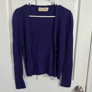 Oscar de la Renta Knit Women's Purple Button Sweater Size 10‎ Wool Blend